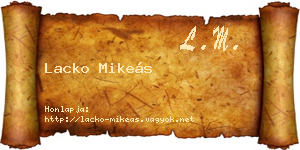 Lacko Mikeás névjegykártya